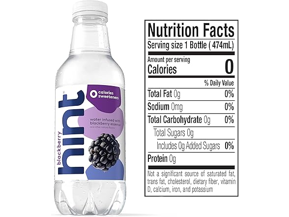 1CT Hint Flavored Water, Blackberry, 16 Fl Oz