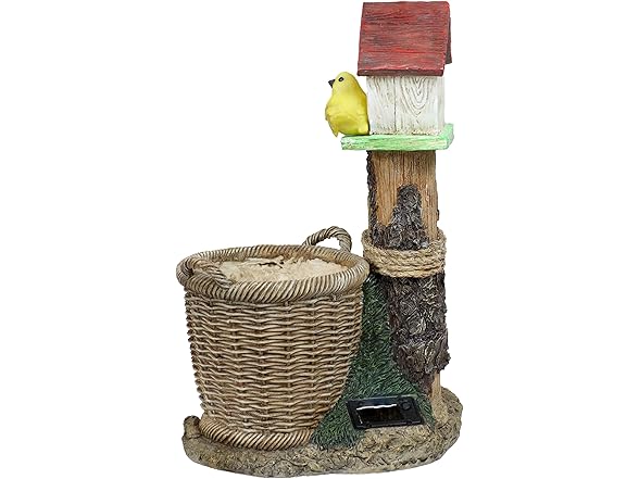 Sunnydaze Polyresin Bird House Outdoor Statue Planter