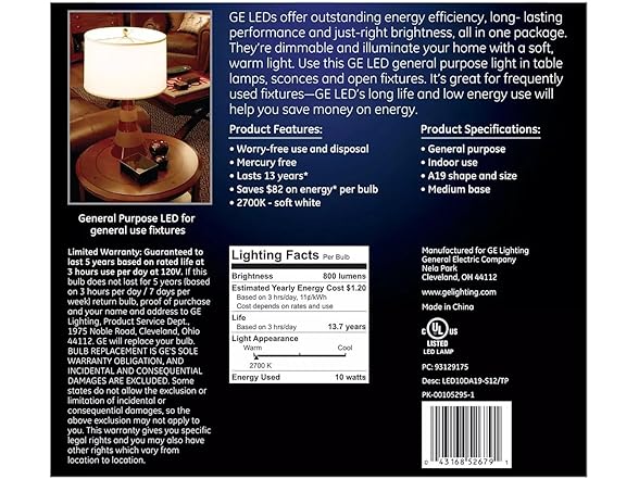 GE Soft White LED 60W A19 Light Bulbs (12 Pack)