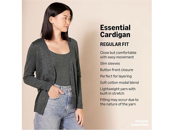 Amazon Essentials Women Lightweight Vee Cardigan
