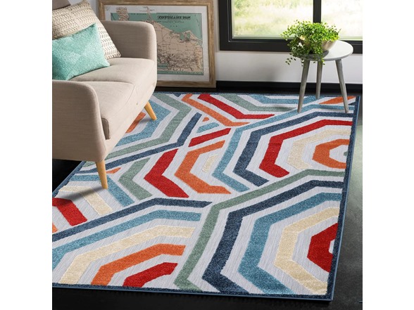Superior Modern Geometric Coastal Indoor Outdoor Rug