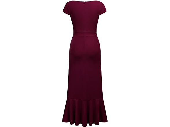 Miusol Women (L) V Neck Ruffle Dress A-burgundy