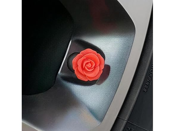 Red Rose Tire Valve Stem Caps