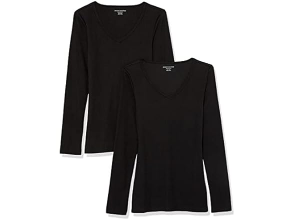 Amazon Essentials Women's V-Neck Knit Rib Shirts 2 Pk