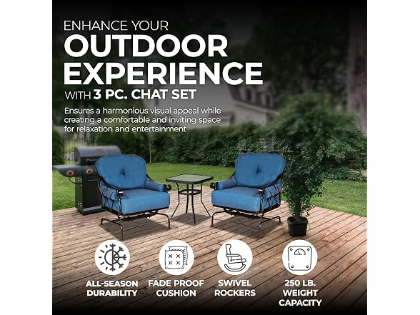 Four Seasons Courtyard Uptown 3 Piece Bistro Patio Furniture Set