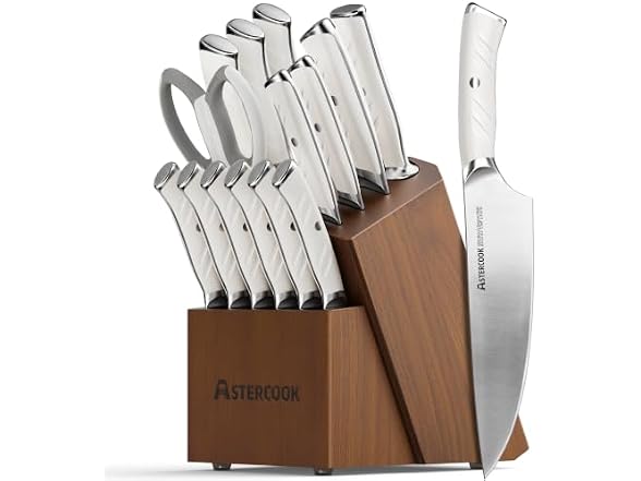 Astercook 15-Pc Knife Set with Block
