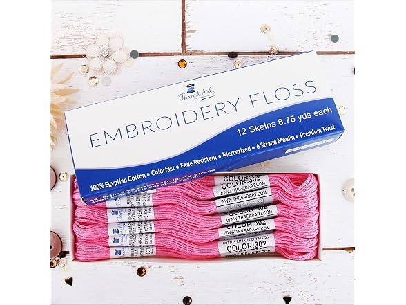 12 Skeins ThreadArt Cotton Embroidery Floss, Pink