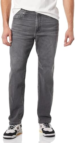 Amazon Essentials Men's Straight-Fit Stretch Jean, Washed Grey, 35W x 28L