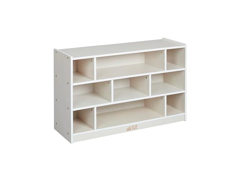 ECR4Kids Mobile Block Storage Cart, Medium, Classroom Furniture, White Wash