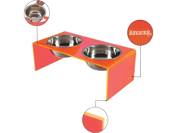 Keaton 7.5" Modern Acrylic Rectangular Elevated Pet Feeder