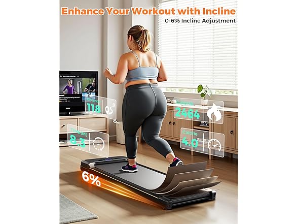 AIRHOT 3in1 Walking Pad - 2.5HP Walking Pad Treadmill with 6% Incline, LED Display, Remote Control, Portable Treadmill for Home Office, Support Jogging/Running/Climbing (Open Box)