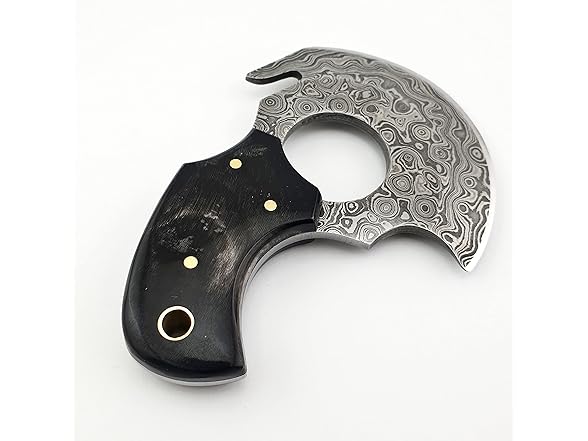 Vetus Skinning Knife BULL Horn Damascus