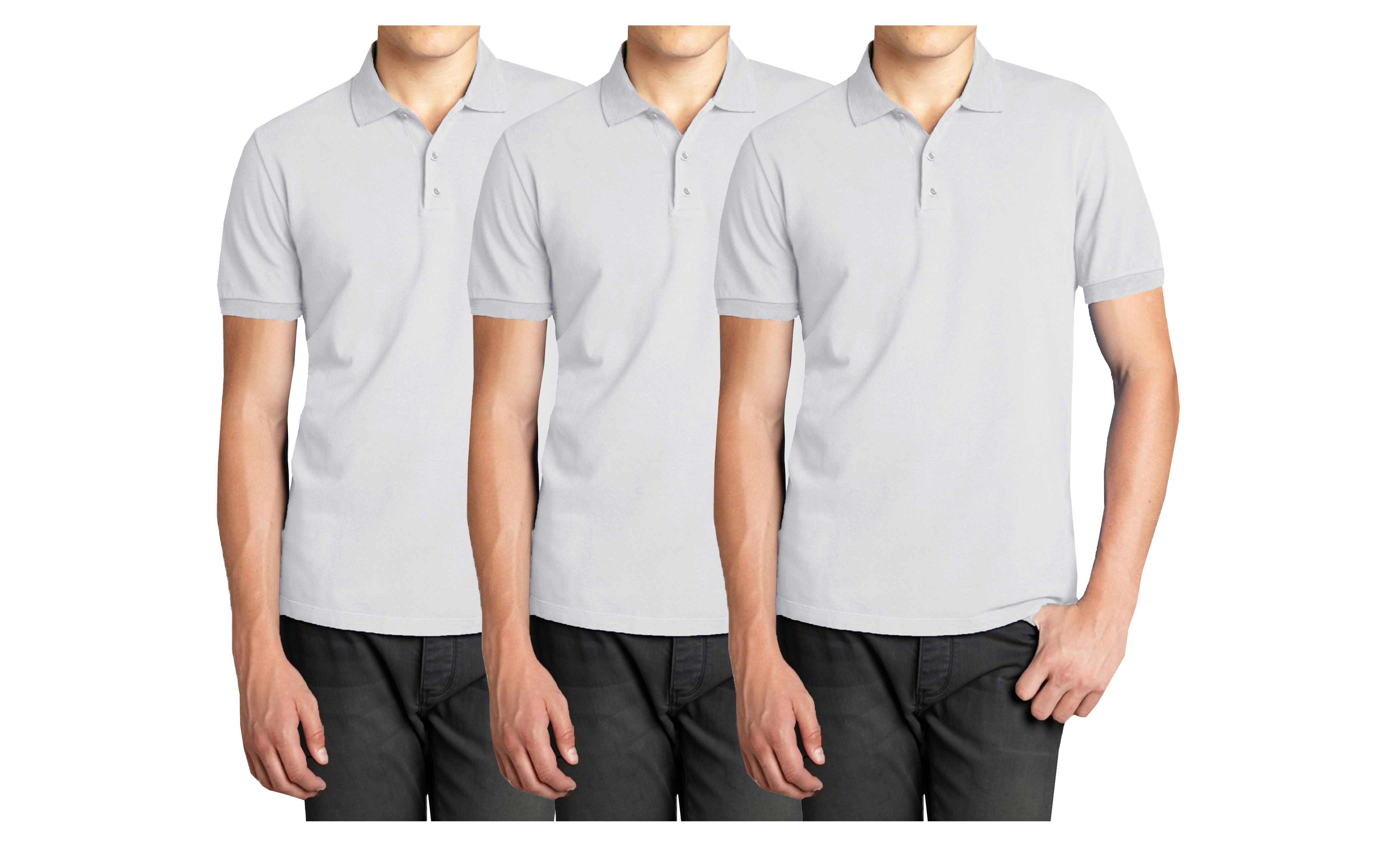 Mens 3PK S/S Pique Polo Shirts - Gallery 19