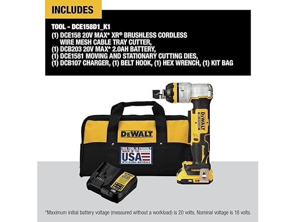 DEWALT DCE158D1 20V MAX XR Wire Cutter Kit