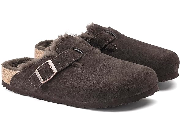 Birkenstock Shearling Suede Leather Clog