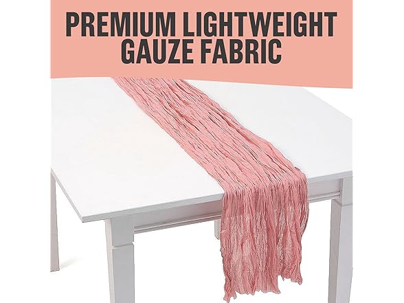 Fun Express 70" x 30" Blush Gauze Table Runner