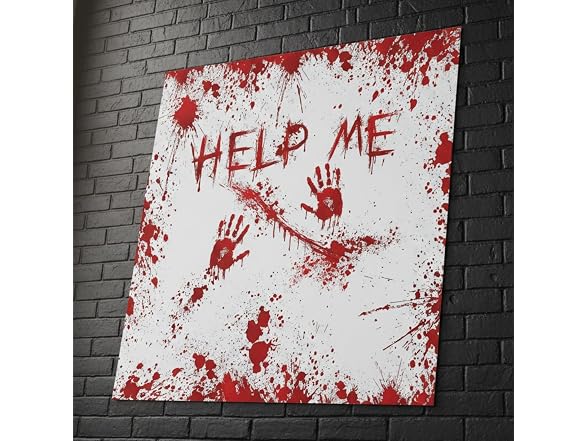 Fun Express 6 Ft. x 6 Ft. Halloween Horror Party Red & White Polyester Backdrop