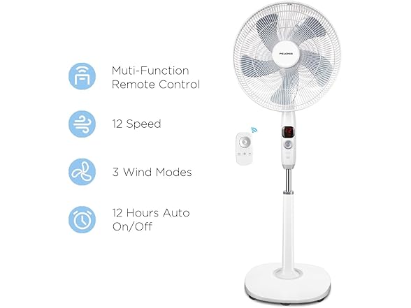 PELONIS 16" Pedestal Fan w/Remote