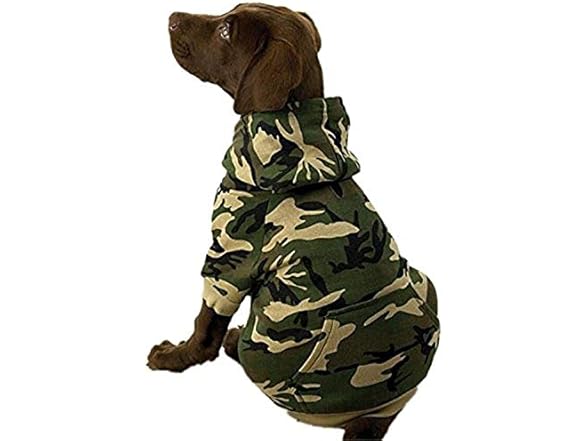 Camo Hoodie for Dogs, 17" Large, Green