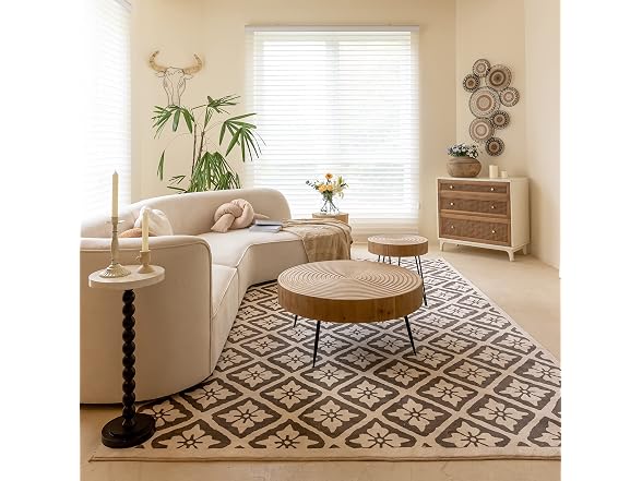 LONYKE 2-Pc Boho Nesting Table Natural
