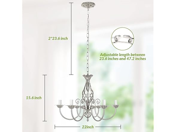 VerRon 6-Light Farmhouse Chandelier, Brushed Nickel