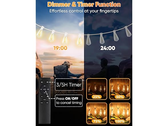 Brightever White Outdoor String Lights with Remote