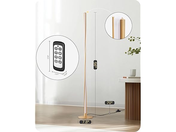Gold LED Floor Lamp w/Remote