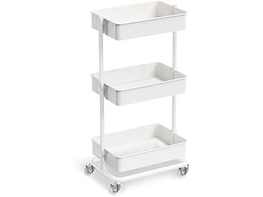 $24.99, Was $59.42, 57% Off! OrchidLeaf 3 Tier Rolling Cart White dealfomo