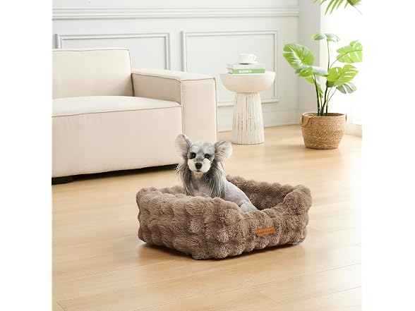 Modern Threads Brushed Long Pile Rabbit Fur Cuddler Dog Bed