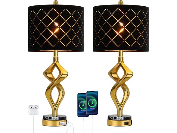 Modern Sculptural Living Room Table Lamps Set of 2