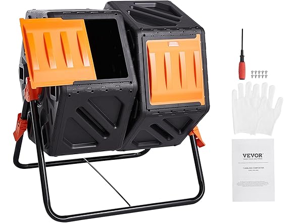 VEVOR 37-Gal Dual Chamber Composting Tumbler