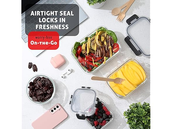 EATEX 16pc Glass Food Storage Containers with Lids