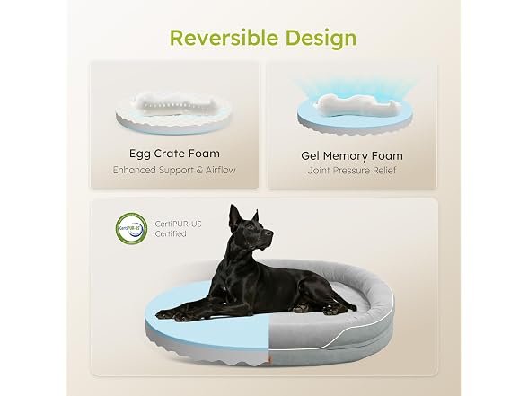 CWAWZ Light Grey XXL Orthopedic Dog Bed 53"