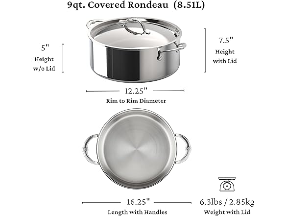 Hestan ProBond Luxe 9-Quart Rondeau with Lid