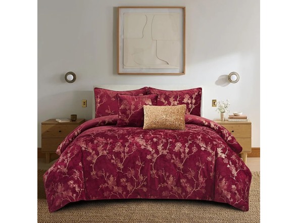 J&V Textiles Floral 5-Piece Comforter Set