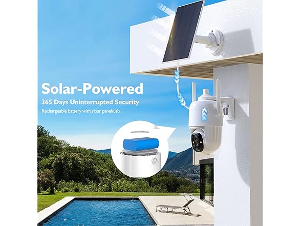 Allweviee Security Cameras Wireless Outdoor, 2K 3MP Pan Tilt 355° View IP65 Waterproof Rechargeable Battery Powered PTZ WiFi Solar Camera with PIR, Color Night Vision,2-Way Talk,Cloud/SD (Open Box)