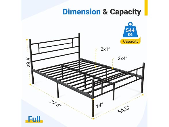 Avenco Metal Platform Bed Frame Full Size