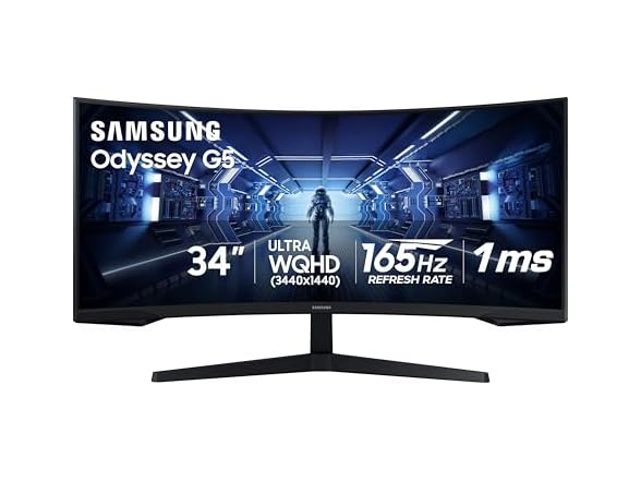 (NEW) Samsung 34' Odyssey G5 Ultra-Wide Gaming Monitor with Curved Screen (Open Box)