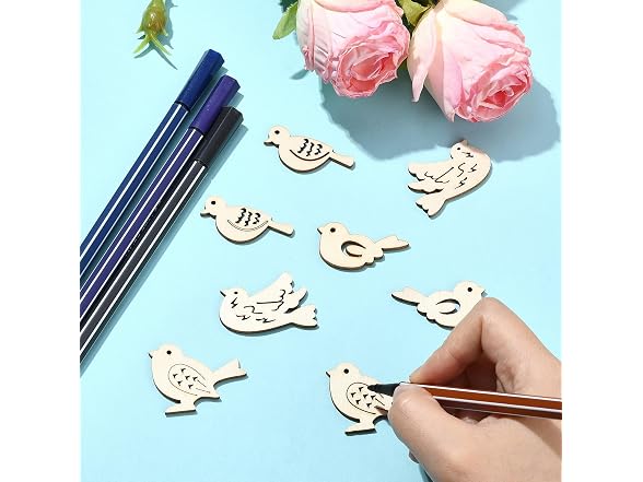 Stiesy 200 Pcs Mini Bird Wood DIY Crafts