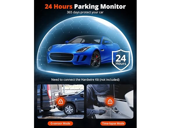 KUTYUUT Kingslim 4K Dash Cam Front and Rear with 64GB SD Card