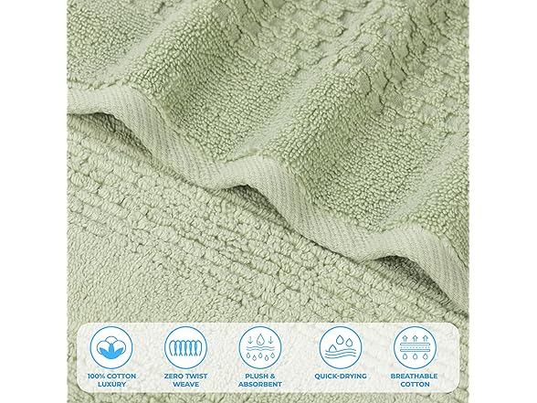 Superior 6PC Playa Zero Twist Cotton Hand Towels
