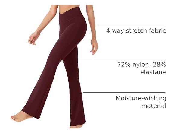 Ododos Women (M) Cross Waist Bootcut Yoga Pants