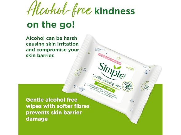 Simple Micellar Cleansing Facial Wipes 25 Wipes