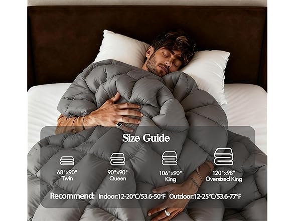 Grey King Size Feather Down Comforter