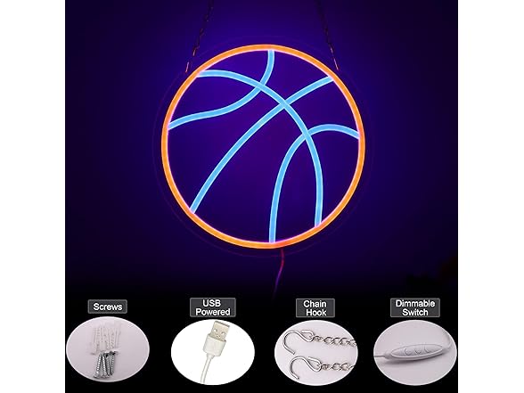 Basketball Neon Sign for Boys Room