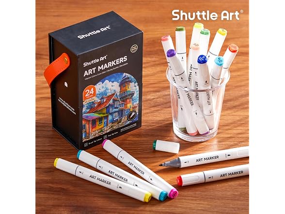 Brush Tip Alcohol Markers, Dual Tip
