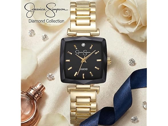 Jessica Simpson Square Watch Metal Band