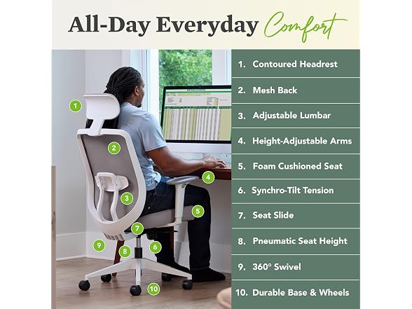 HON Altern Ergonomic Office Chair with Headrest, Black
