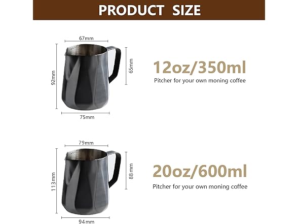 Milk Frothing Pitcher, 350ml/600ml