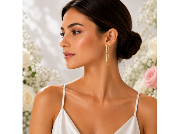 18K Gold Plated Link Drop Earrings